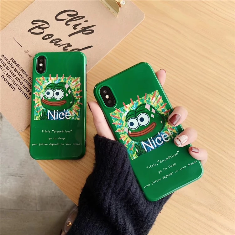 

Cute Big Eyes Frog NICE Phone Case For iPhone XR XS Max X 6 6S 7 8 Plus Case Fashion Soft IMD Glossy Cover Anti Knock Cases