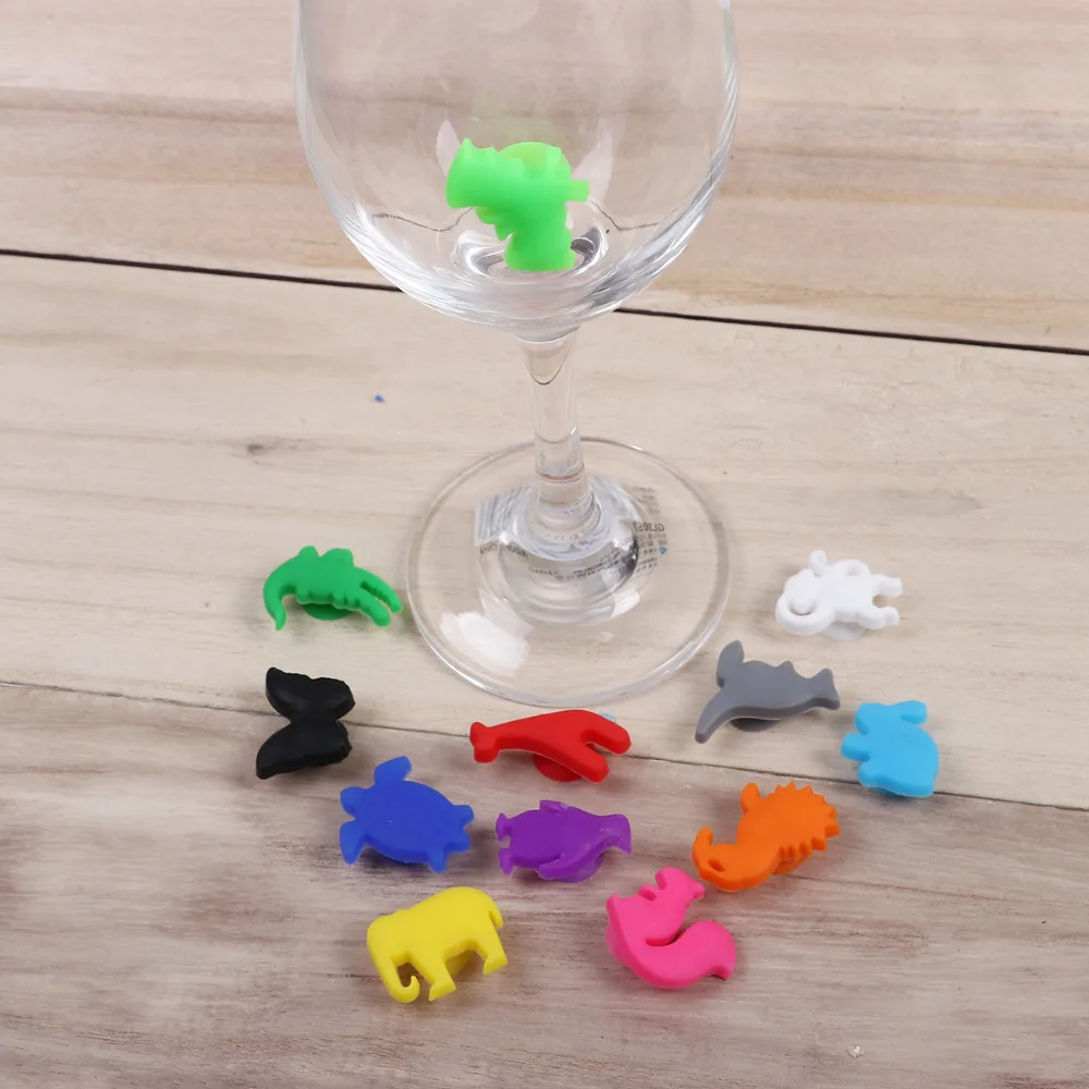 Kwaii Animal Silicone Wine Glass Charms Christmas Birthday Wedding