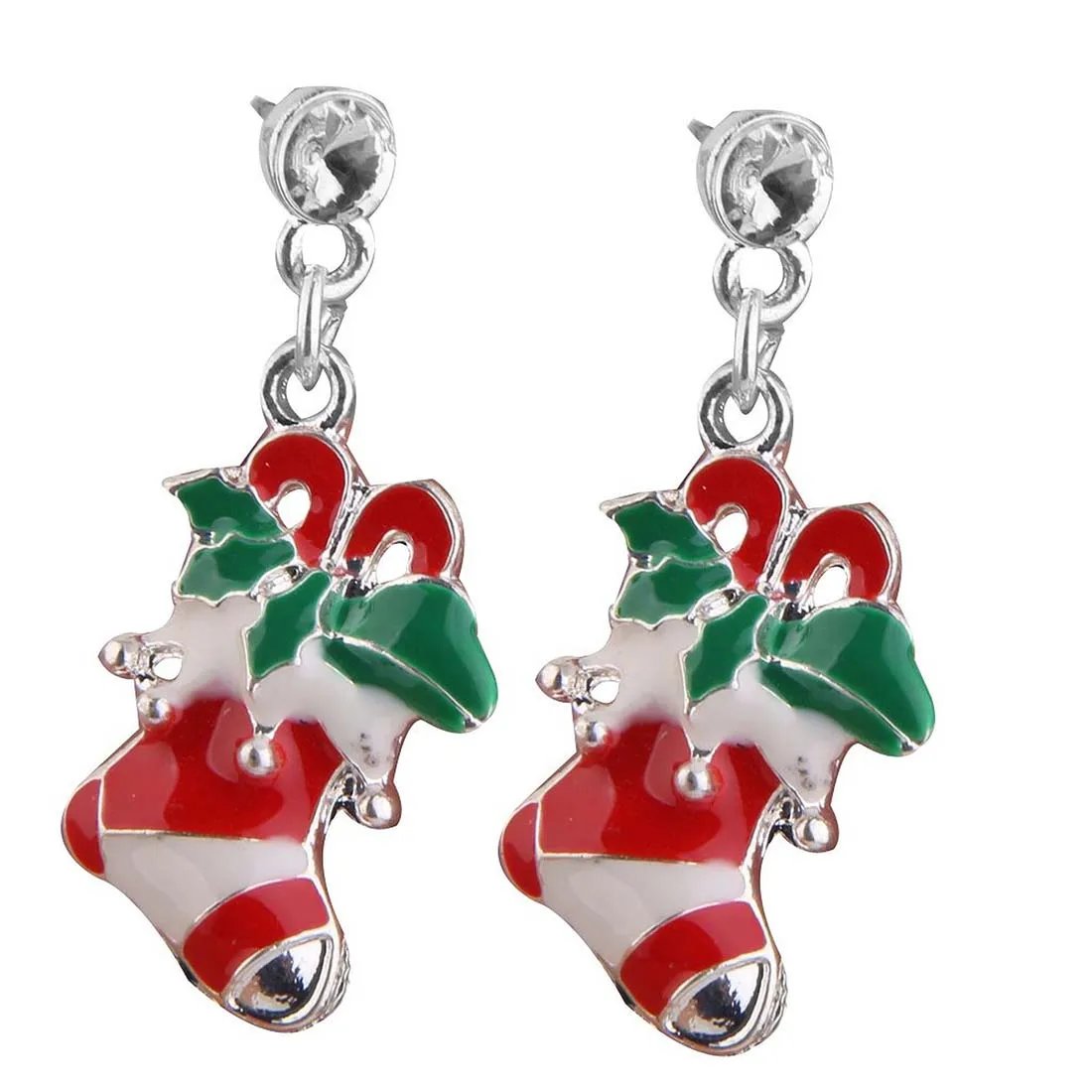 

1 Pair of Christmas Earrings Socks Crystal Decoration Earrings Earrings Christmas Gift