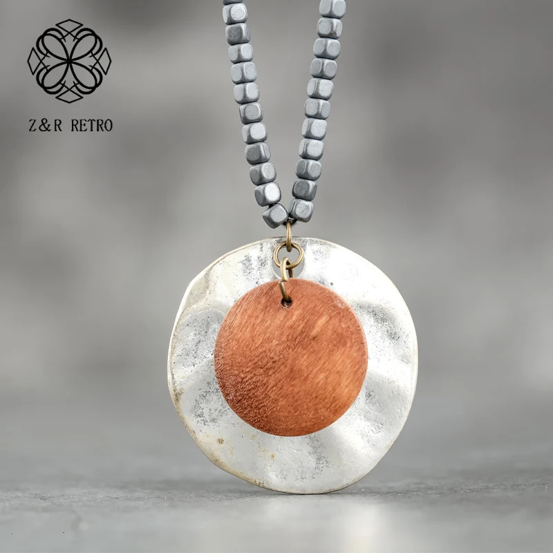 

Wood Bead Rope Necklaces & Pendants Geometric Vintage Sweater Wooden Collar Necklace Handmade Fashion Jewelry Necklace Elegant