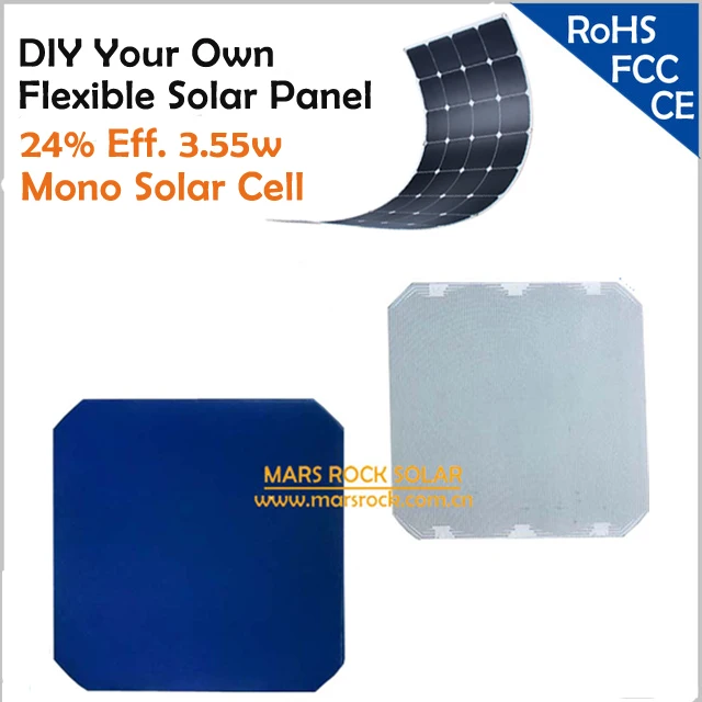 

150pcs/lot 24% Highest efficiency 3.55W 5"x5" Mono Solar Cell without Busbar for DIY flesible solar panel