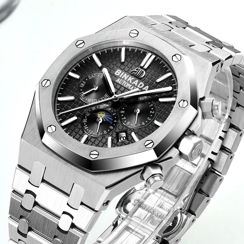 

Multifunctional Waterproof Moon Phase Large Dial Automatic Mechanical Watch 2018 New Moment Sport Wrist Clock Top Brand Luxury 3