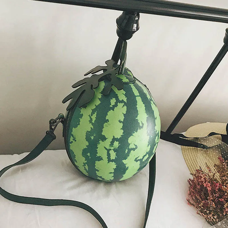 

2018 Cute Watermelon Shape Mini Crossbody Bags For Girls Teens Unique PU Leather Fruit Printed Handbag Shoulder Bags Female Sac