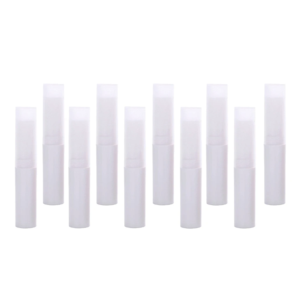 Pack of 10 Lip Balm Container Empty Lipstick Lipgloss Refillable Chapstick Tubes with Top Cap for Travel 4ml - Size 1.5 x 8.3 cm