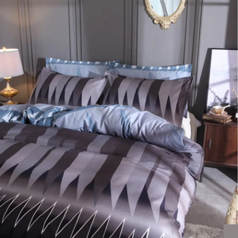 

Bedding, 2-3 piece set, abstract grid, geometric printing, quilt cover + pillow case, European and American sizes.