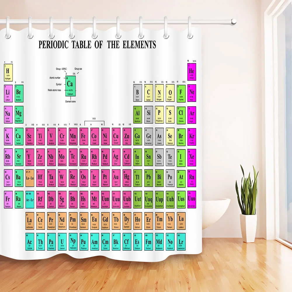 Periodic Table of Elements Waterproof Fabric Bathroom Shower Curtain