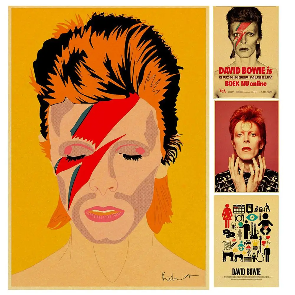 

British rock singer David Bowie Retro Poster Vintage poster Wall Decor For Home Bar Cafe High quality Printing Drawing