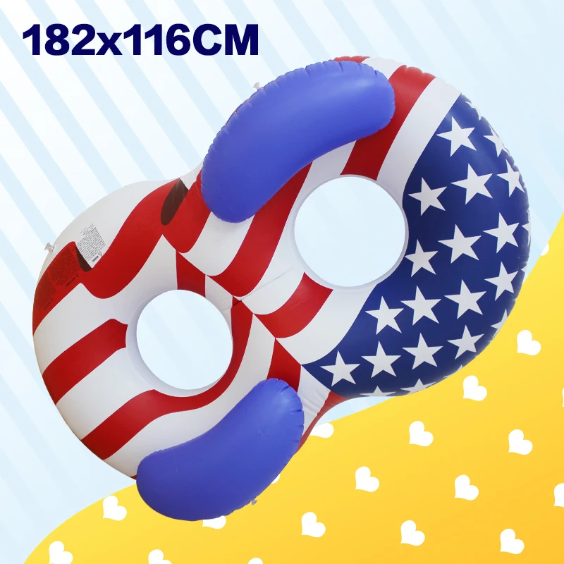 Гигантское надувное кольцо для плавания 180 см взрослых США флаг принт двух
