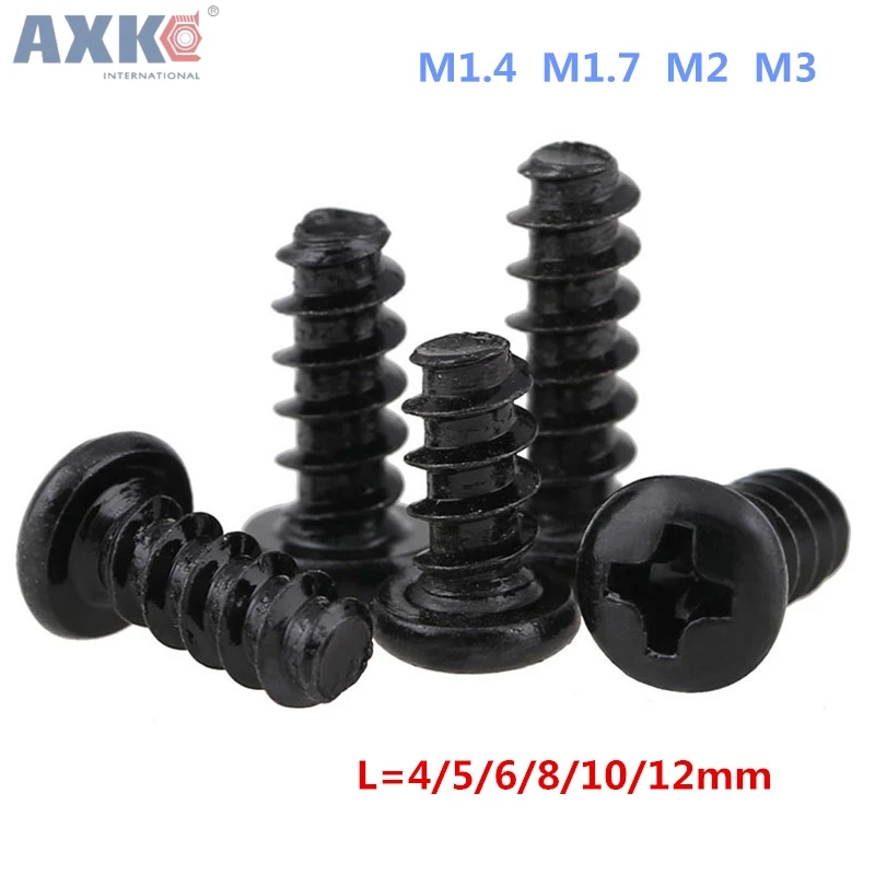 Самонарезающие винты AXK SS13 M1.4 M1.7 M2 M3 PB черные 100 шт. | Обустройство дома