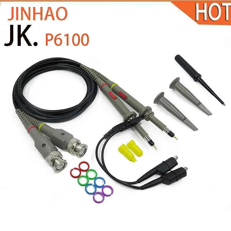 

Hantek P6100 High Precision Oscilloscope Probe 1X 10X 100MHz Alligator Clip Test Probe