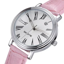 SKONE Luxury Watch Women Leather Watch Women Dress Calender Roman Number Fashion Classic Quartz Wirstwatches Clock