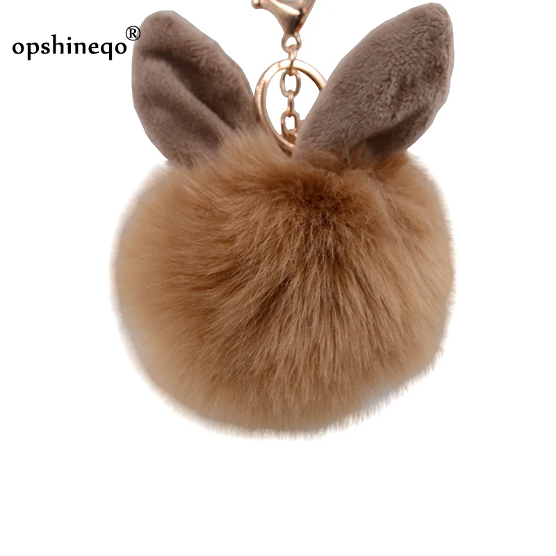 

New fur pompom keychain fake rabbit fur ball key ring porte treble clef pompon de fourrure fluffy bag Pendants Bunny keychains