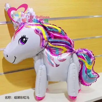 

NEW! 50pcs 3D cute rainbow unicorn helium foil balloons cartoon animal balloon baby shower birthday party wedding Decor globos