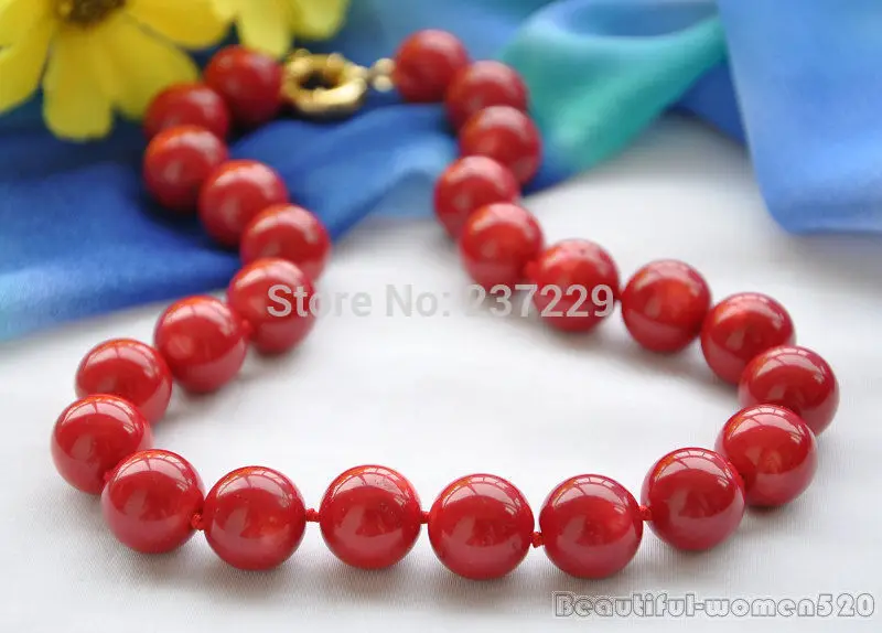 

DD Wholesale XSZ2014 ^^AAA++ REAL natural 15MM round red coral bead necklace 17inch