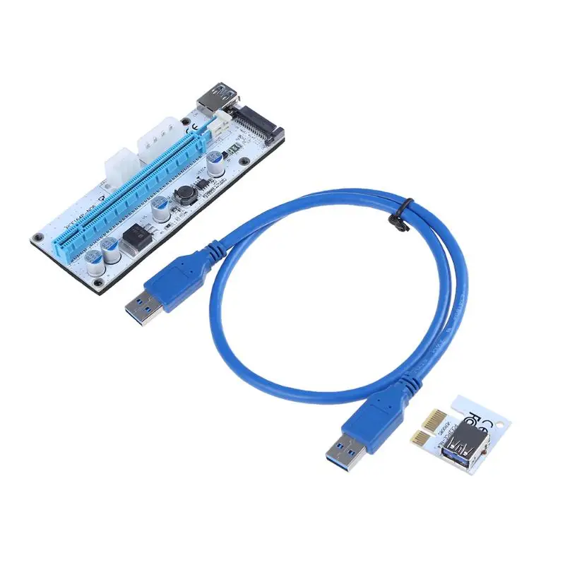 PCI E Райзер Экспресс 1X 4x 8x 16x адаптер карта с 4pin molex 6pin SATA питание для видеокарты BTC