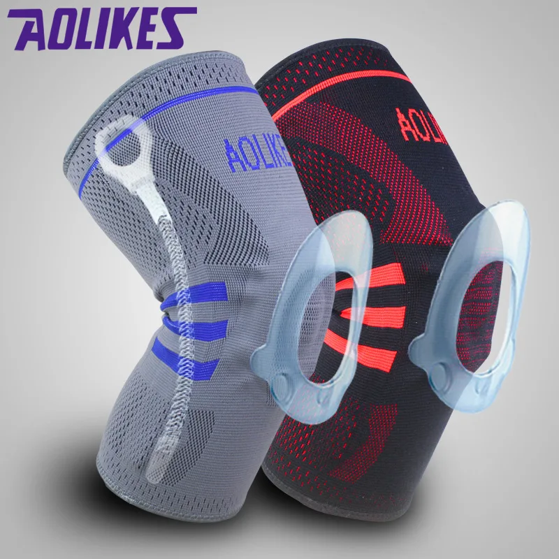 

Brand Sports Knee Pads Kneepad Knee Support Brace Wrap Protector Knee Sleeve Patella Guard Adjustable2 Spring Knee Silicone 1pcs