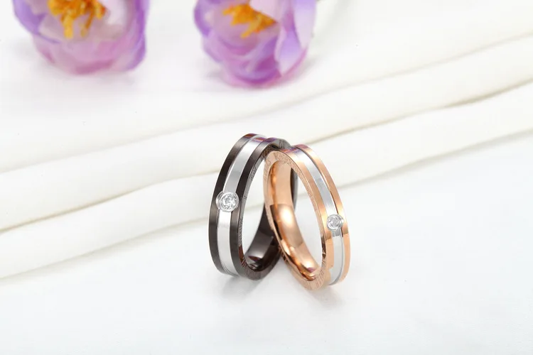 Classic Wedding Ring For Women Men Gold Color Stainless Steel Couple Ring For Engagement Jewelry