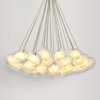

Modern Led oval egg glass ball Pendant Light 90-265V Clear Glass Led Suspension Lamp bar dining room hanging light