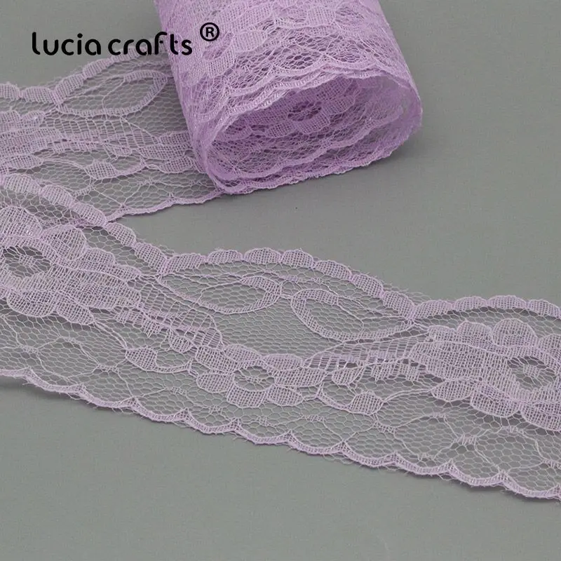 Lucia Crafts, 10 ярдов/партия, 5,5 см, сделай сам, вышитая сетчатая кружевная ткань, новая кружевная лента для шитья, свадебные украшения, R0704 - Цвет: C1 Purple