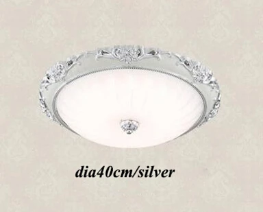 silver dia40cm Европейский ретро резной смоляной светодиодный потолочный светильник, блестящий стеклянный абажур, светодиодный потолочный светильник для спальни, потолочный светильник для гостиной - Цвет корпуса: silver dia40cm