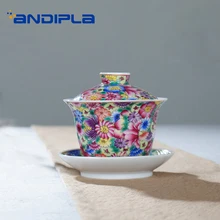 160 мл Цзиндэчжэнь ручной росписью эмалью Цвет Керамика фарфор Винтаж Gaiwan китайский чайный набор кунг-фу Чай горшок крышка для чайника набор блюдец