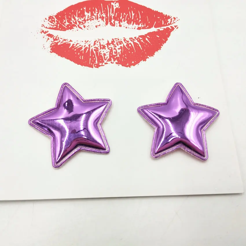 purple 54 шт./лот 3,5 см Смешанные цвета Pu Star Форма патчи нескольких цветов Мягкий аппликация для DIY детей аксессуары волос - Цвет: purple