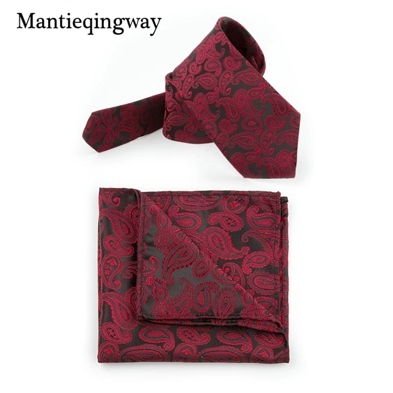 Mantieqingway Классический Пейсли Цветочный галстук с рисунком наборы с платком для мужчин Свадебный карман квадратный шеи комплект галстуков Gravatas corbatas