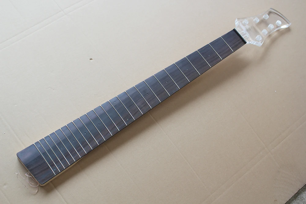 

6 Strings Electric Bass Guitar Neck with Plexiglass Headstock,Rosewood Fretboard with Blue Light,offering customized services