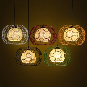 

cafe restaurant table features shade industrial wind single color iron cage dining room hanging lamp FG427