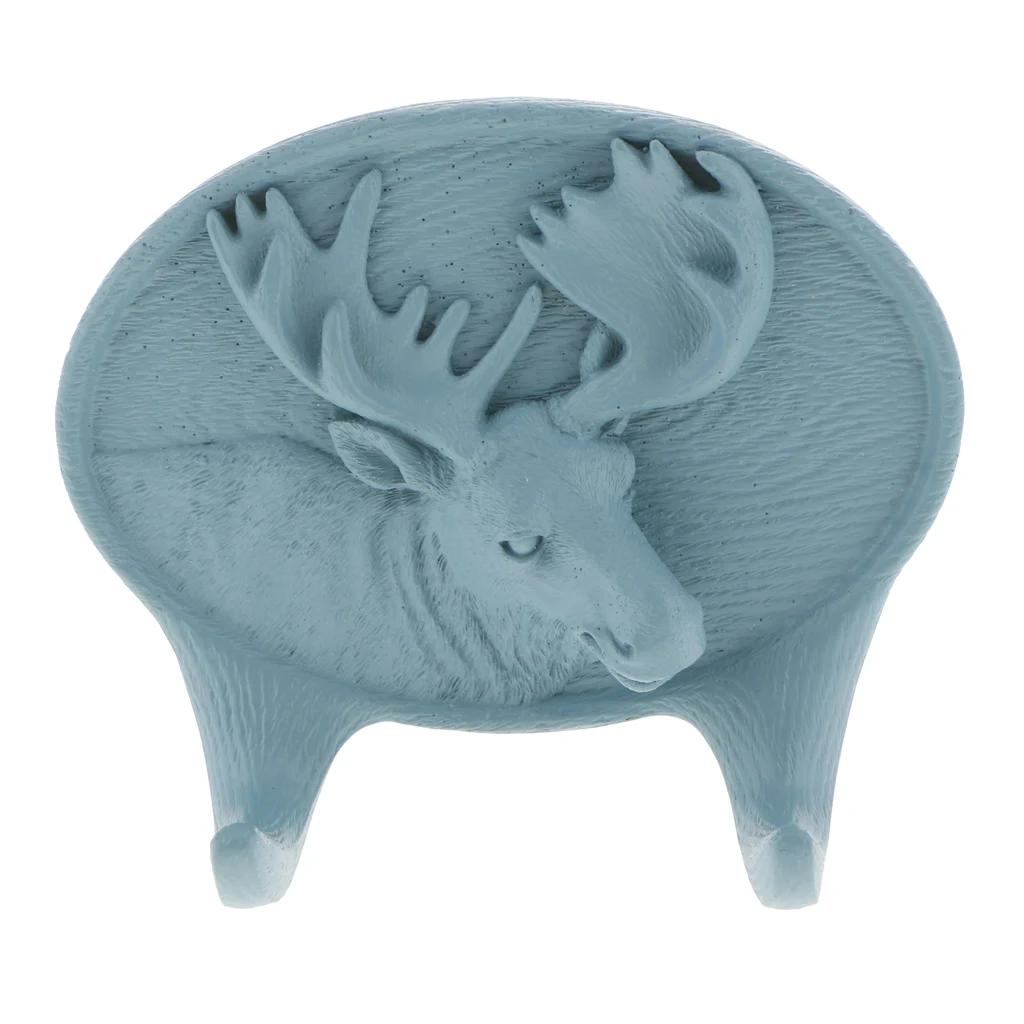 MagiDeal Nordic Self-adhesive 3D Resin Deer Head Wall Mounted Hanger Coat Key Robe Hook Decorative Cloth Bag Holder Pink Blue