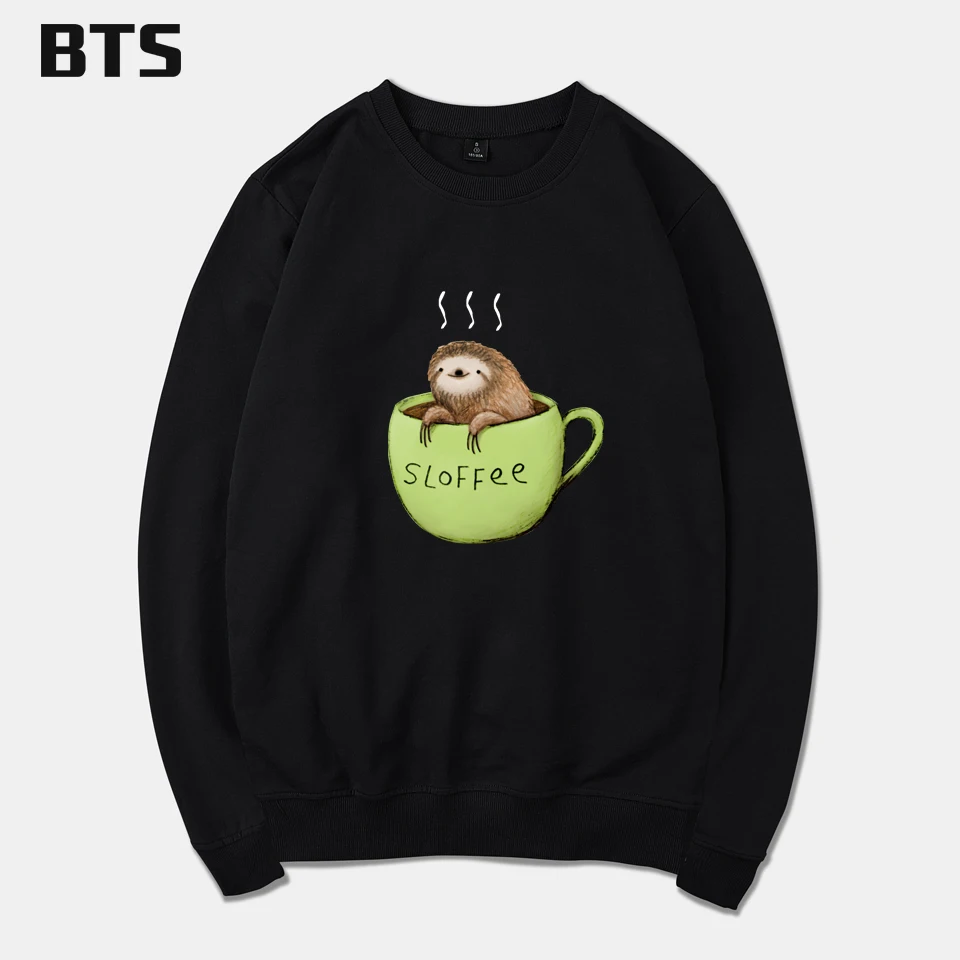 Bts sloffee животных печати Кубок обезьяна Толстовки плюс Размеры Творческий Hipster Марка Толстовка