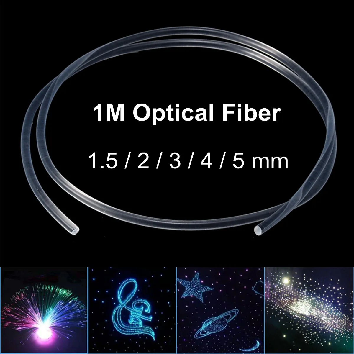 1 м боковой светящийся оптоволоконный светильник автомобильный Внутренний оптический кабель потолочный светильник ing ночной Светильник s украшение для рождественской вечеринки 1,5-5 мм