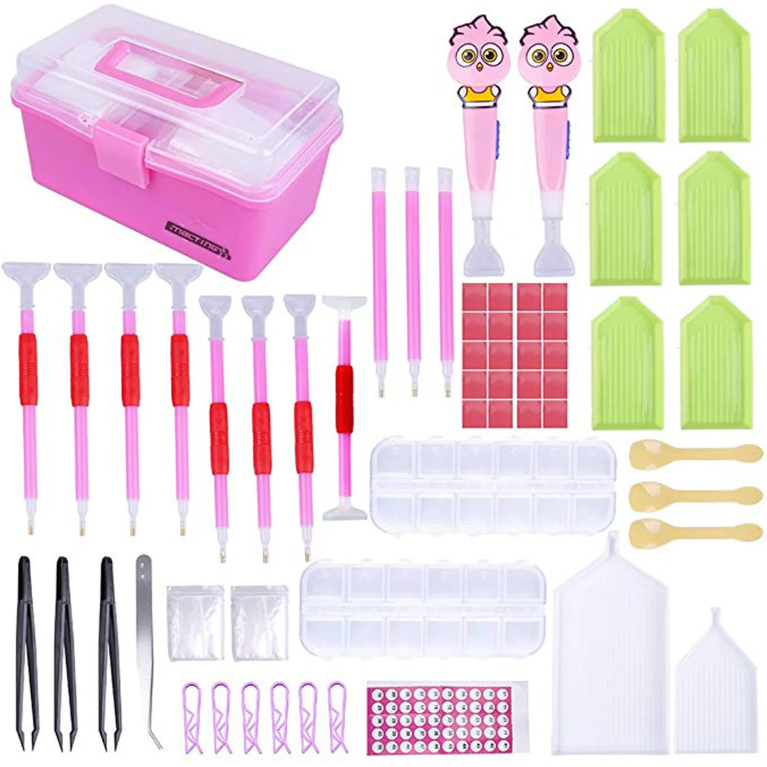 

118PCS DIY Diamond Painting Embroidery Tools Kit with Pens Labels Plates Tweezers Glues Clips Spoons for Beginners Professionals