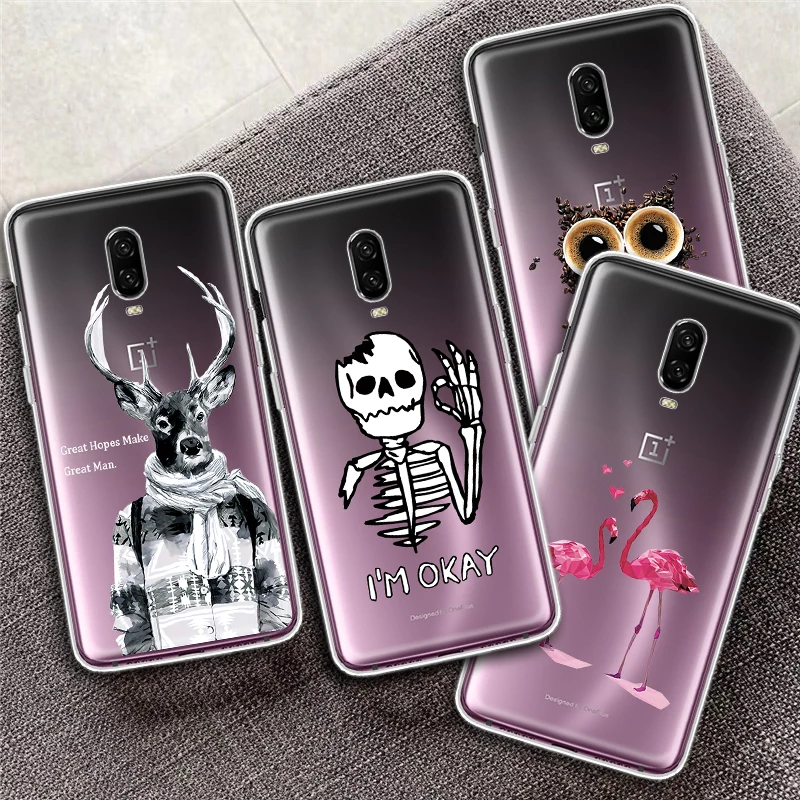 

Patterned Phone Case for Oneplus 7 Pro 6T 6 Silicone Flowers Love Heart Cute Cartoon Painted TPU Back Cover Shell One plus 7 1+7