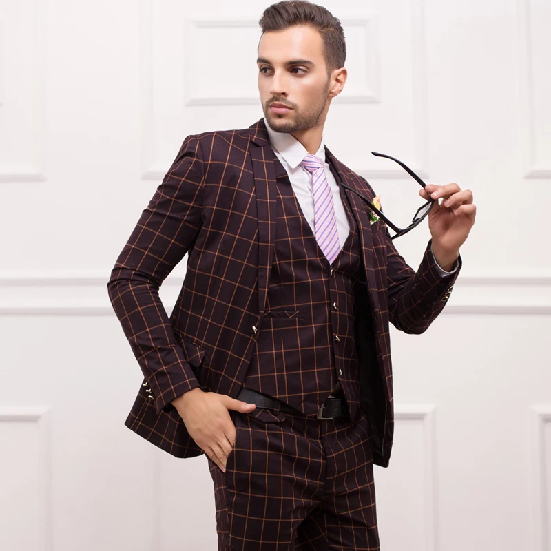 2015 New Spring Fashion Suits Men's British Style Slim Suit Sets Mens