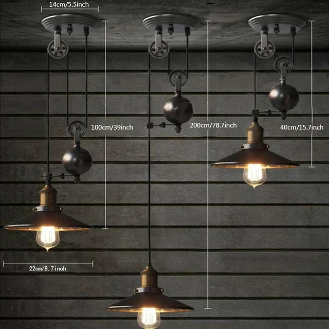 Retro Industrial Black Iron Pulley Pendant Light With Retro Industrial Black Iron Pulley Pendant Light With Mirror Bar Pub Home Decoration Lamp E27 Edison Bulbs Lighting Fixtures