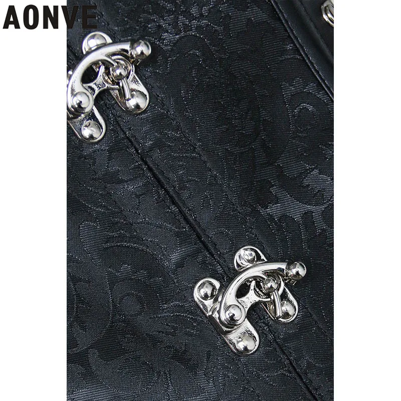 Aonve Black Steampunk Corset Gothic Clothing Underbust Corset Lace up Sexy Jacquard Women 6XL Steel Boned Corsets and Bustiers