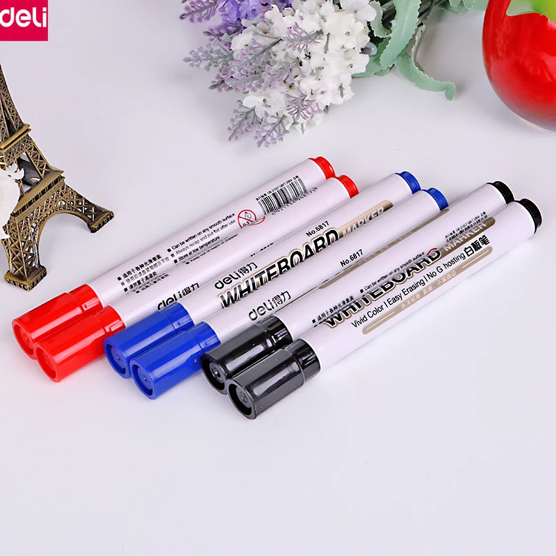Deli Black/Blue/Red whiteboard Marker Pen Water based blackboard dry