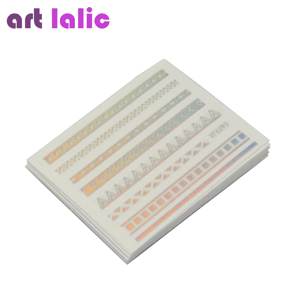 Artlalic 24 шт./лот бронзовые лазерные наклейки для дизайна ногтей Переводные