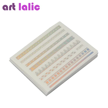 

Artlalic 24pcs/lot Bronzing Laser Nail Art Stickers Decals Foil For Nail Tips Decorations Fashion Manicure Mixed Designs