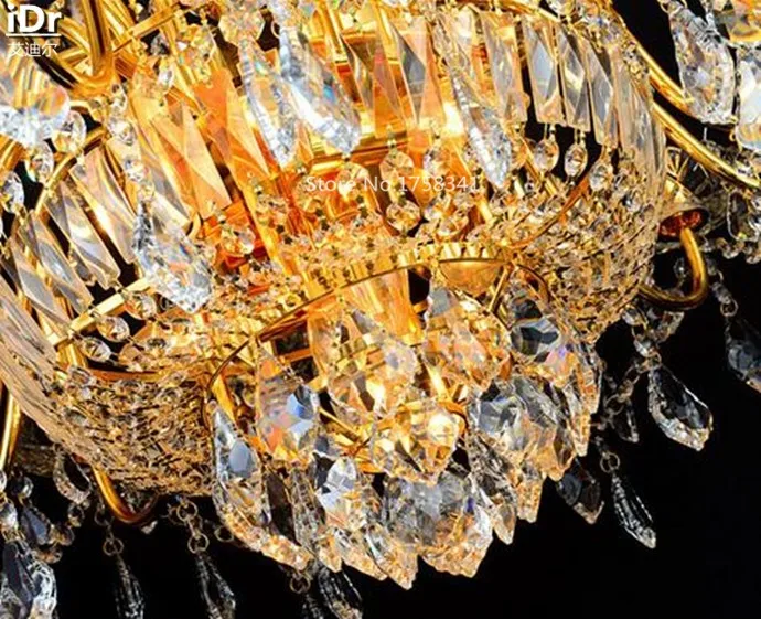 Золотой кристалл гостиная пол роскошный penthouse вилла спиральная лестница потолочные светильники OLU-0009