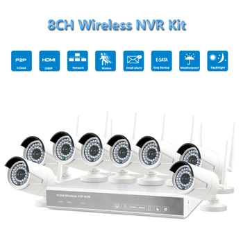 

PUAroom 8CH Outdoor bullet IP Full HD wireless network camera wifi mobile nvr kit with IR LED used in Video Surveillance Systems