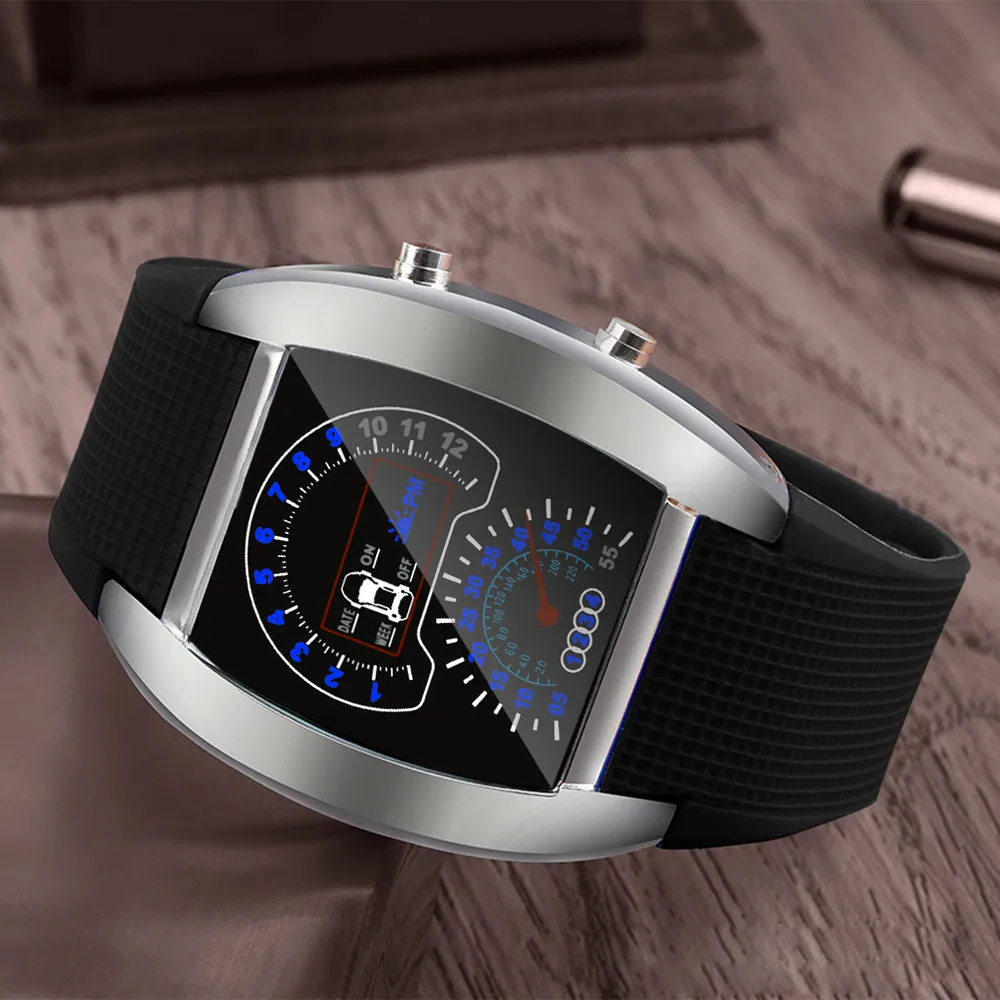 

Military Fashion Aviation Turbo Dial Flash LED Watch Gift Mens Lady Sports Car Meter Sport Digital Relogio Masculino Saat Gift