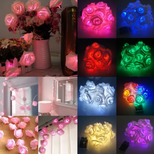 20 LED Rose Flower Fairy Light Wedding Party Xmas String Battery Bedroom Garden | Дом и сад