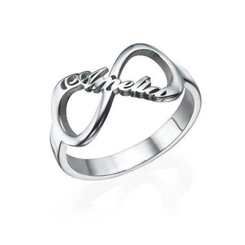 Модные Простые обручальные кольца принцессы для женщин и девочек, модные кольца с буквами в виде символа бесконечности Амелии, ювелирные изделия серебряного цвета