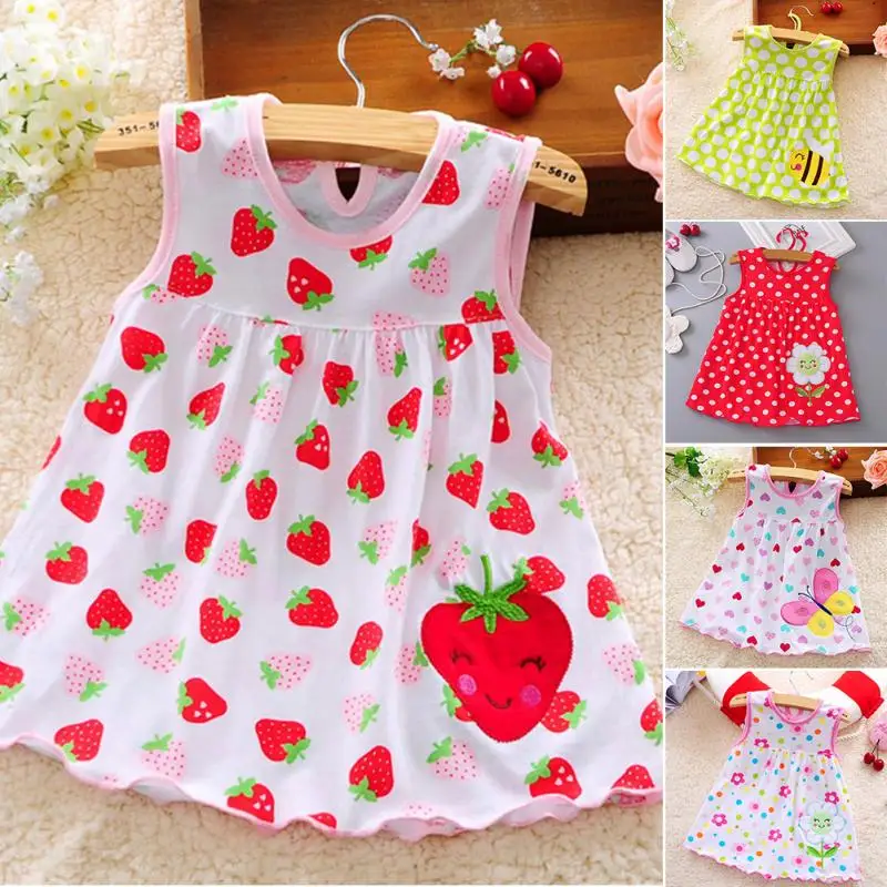 

Summer Cute Baby Girls Sweet Dress Beach Style Floral Print Party Princess Dresses Sundress for Holiday/Party/Bathing/Beach