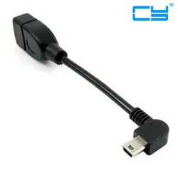 0.1 м USB 2.0 UMA femea Para USB Mini-B OTG Кабо 5Pin мачо дирейту угловой de 90 GRAU