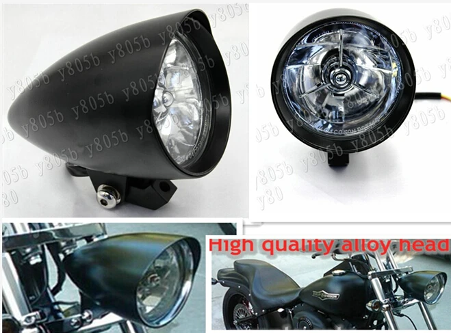 Матовый черный патрон Tri Bar 7 &quotголовной светильник для Honda Shadow Spirit Sabre Aero ACE Steed VLX 400