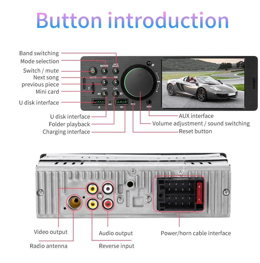 1 Din автомагнитола стерео Автомагнитола авто радио Para Coche USB Bluetooth Handsfree MP5 плеер обратное изображение автомобиля стерео 1din радио