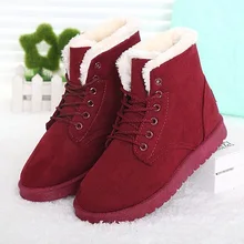 Femmes Bottes de Neige Chaude Bottes D’hiver De Fourrure Cheville Bottes Pour Femmes Chaussures Noir Rouge Dames Chaussures